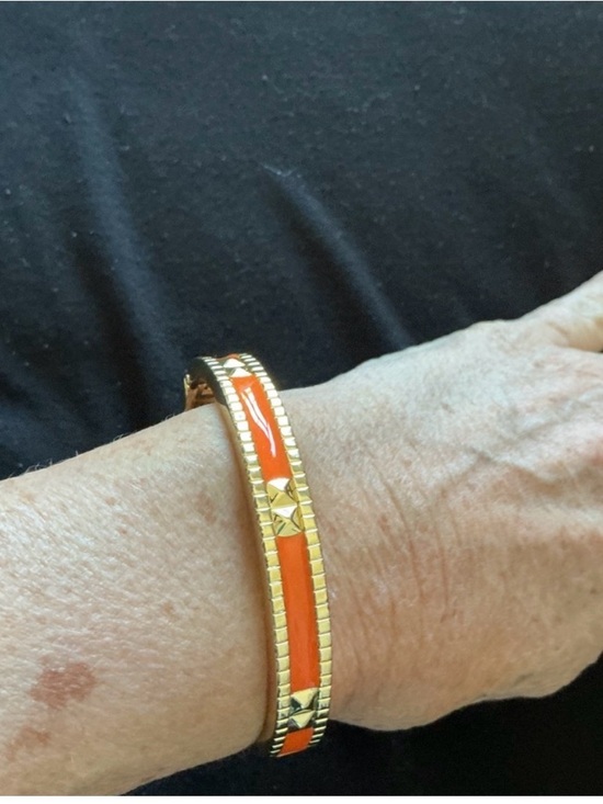 Jewelry - Gold and Orange Enamel Bangle Bracelet
